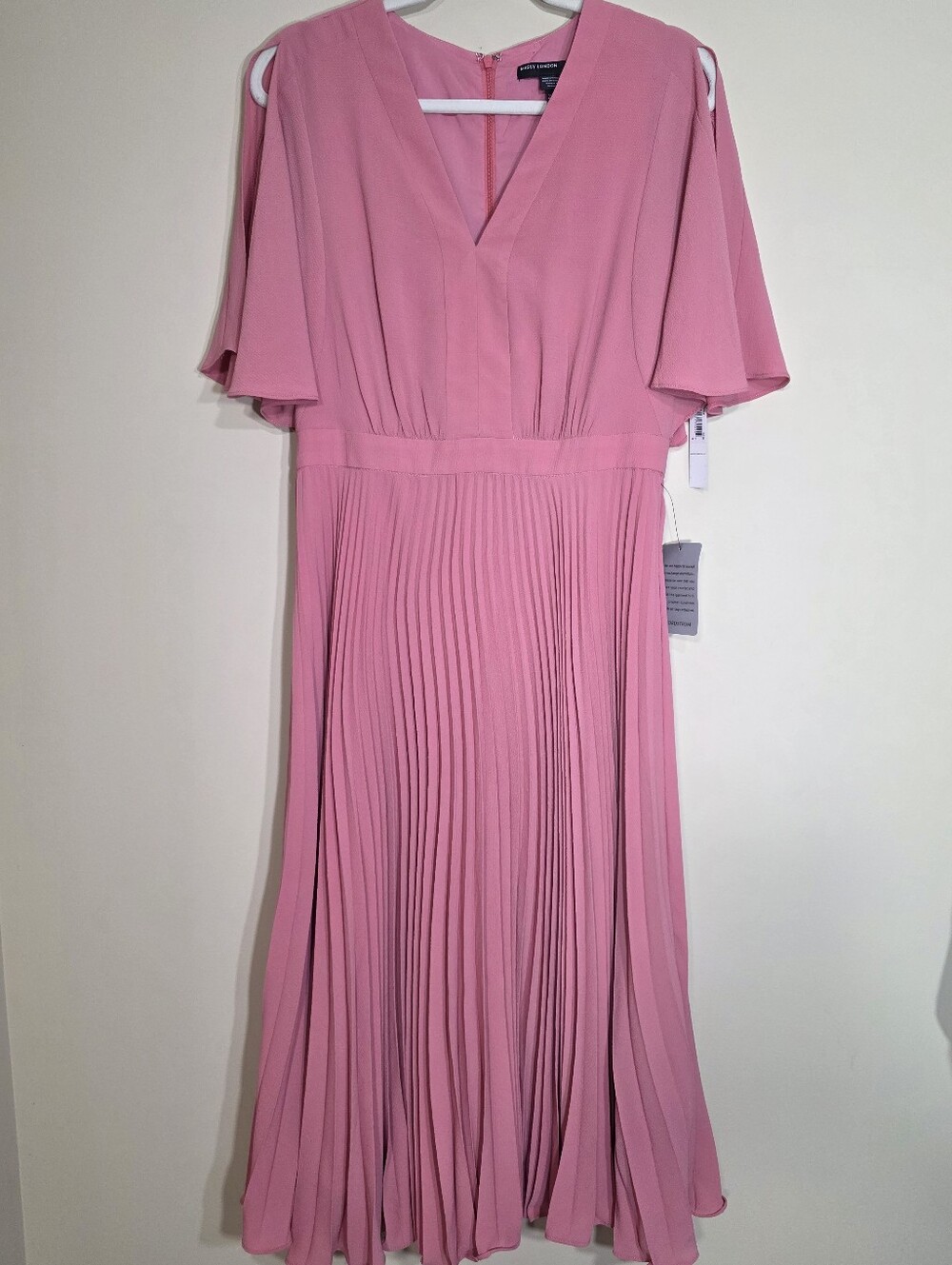 Maggy London NWT Rose Pink Pleated Midi Dress Size 8 - Picture 2 of 7